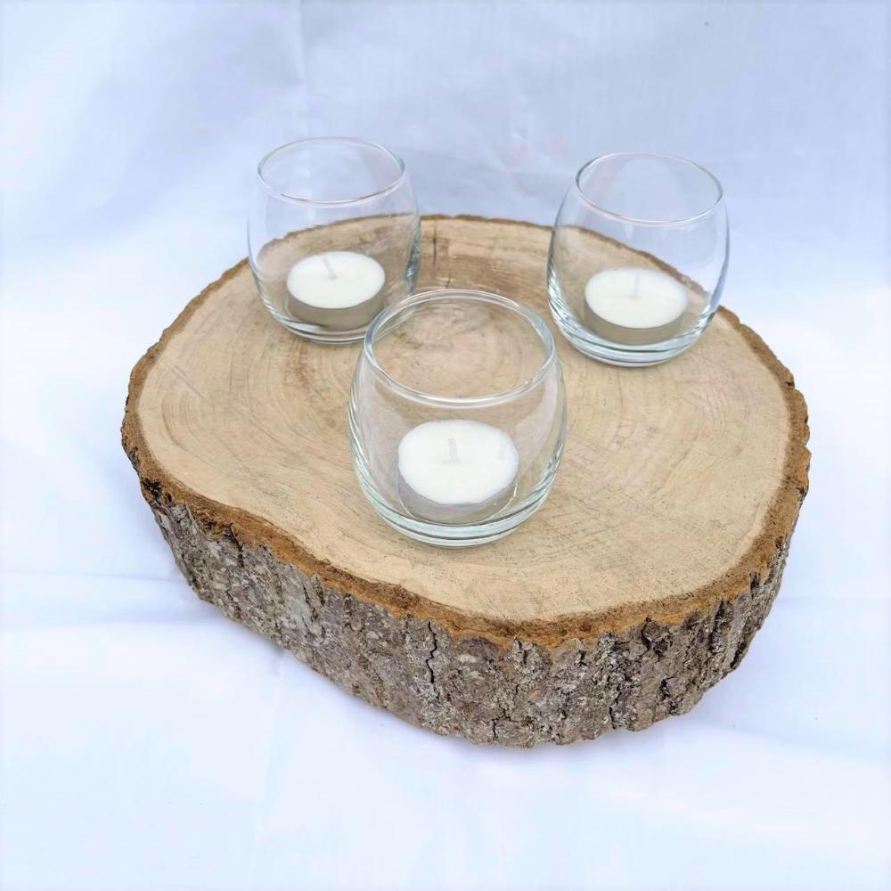 Tealights with wooden slice 