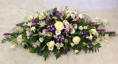 Purple and White Coffin Spray