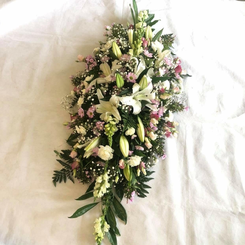 Pink and White Coffin Spray