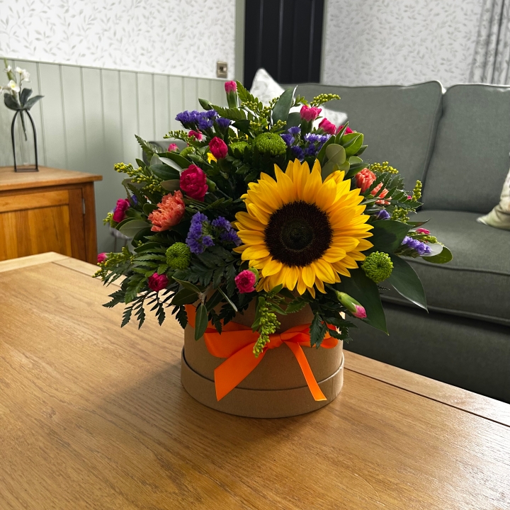 Vibrant Hat Box Arrangement