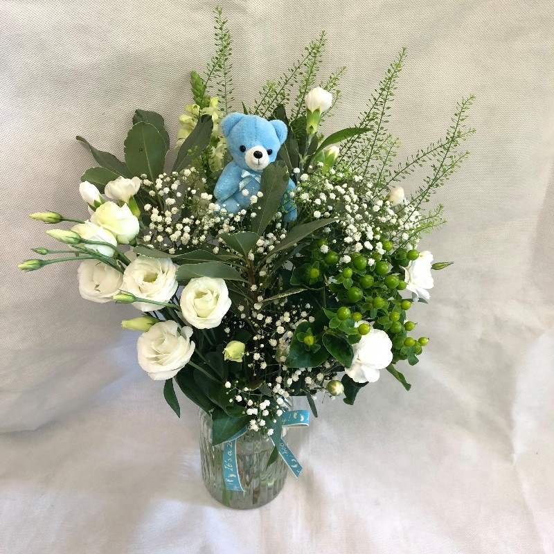 Baby Boy Vase Arrangement buy online or call 01353 721336