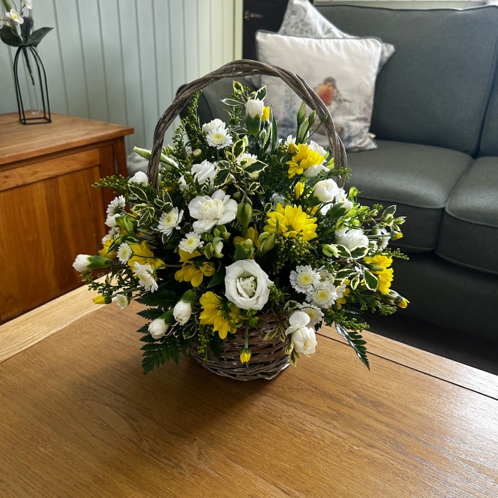 Yellow and White Basket