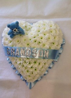 Blue and White Heart with Teddy