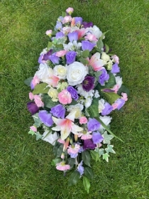 Pink and Purple Silk Coffin Spray