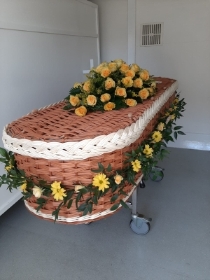 Yellow Rose Coffin Spray and Swag
